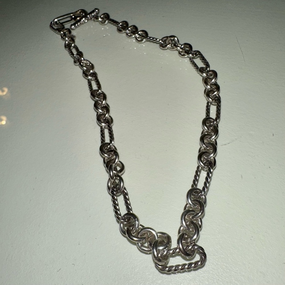 David Yurman Sterling Silver and 18k Gold Figaro Chain Necklace - Picture 7 of 7